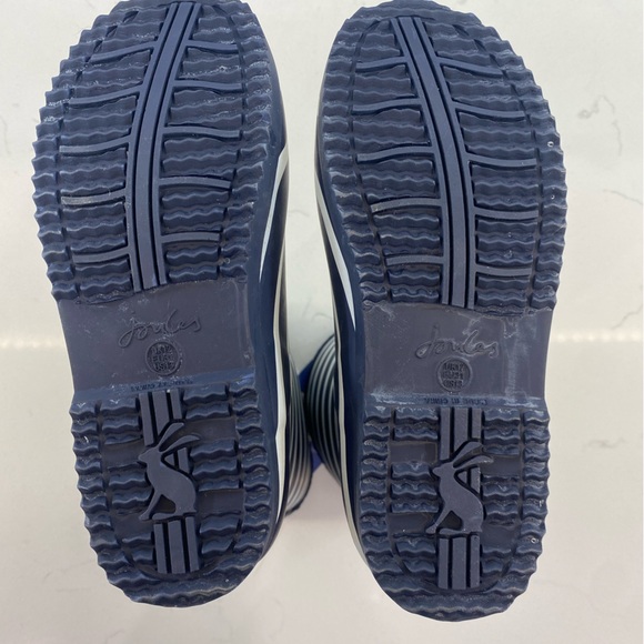 Joules Junior Roll Up Wellies - Navy Stripe Sz 13C - Rubber Rainboots Girls 13 - Picture 6 of 9